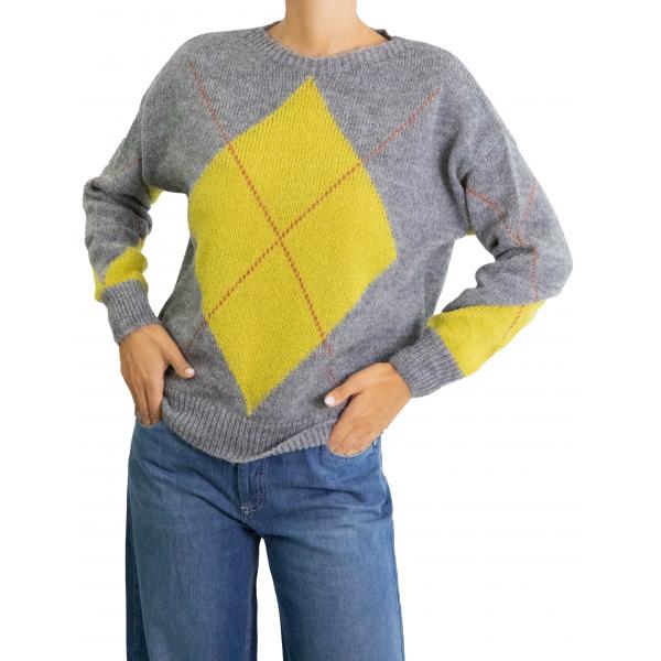 Maglione con rombi bicolore 